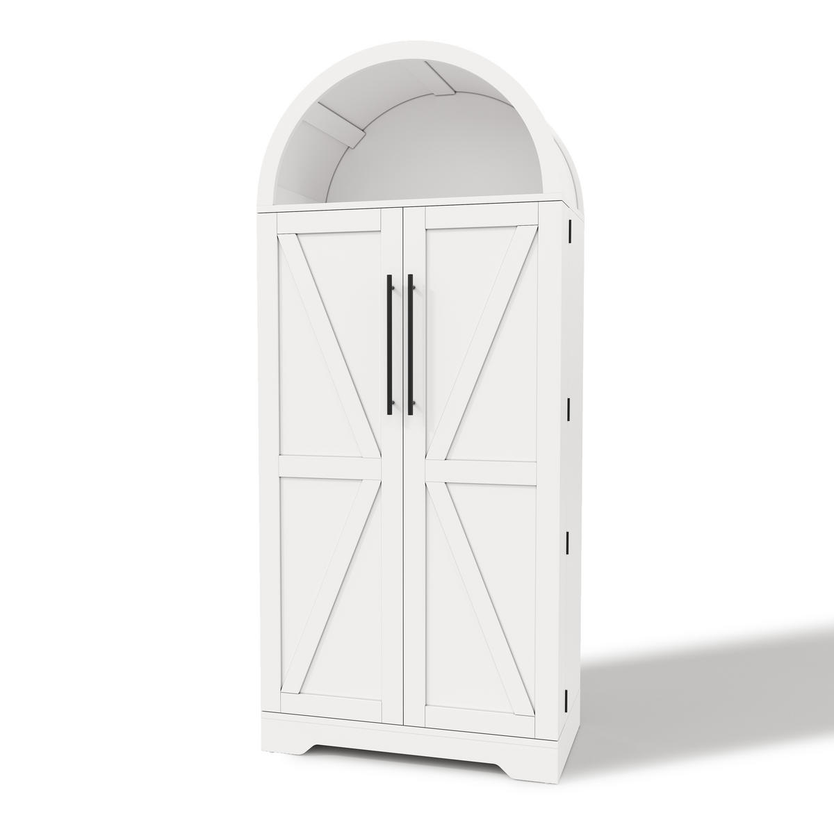MEHRZWECKSCHRANK in Weiß mit Ablage und offenem Oberteil für Küche und Wohnzimmer, B70/T40/H165 cm - Weiß, Holzwerkstoff (70/165/40cm) - STILVORA