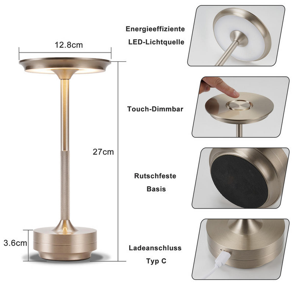 LED-TISCHLEUCHTE BRILON Ⅲ 27/13/13 cm(2er-set) - Silberfarben, Metall (27/13/13cm) - Nettlife