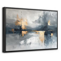 LEINWAND Bilder mit Rahmen - Kunst - Grau - Gold - Abstrakt - 60x40 - Dunkelgrau, Textil (60/40cm) - MuchoWow