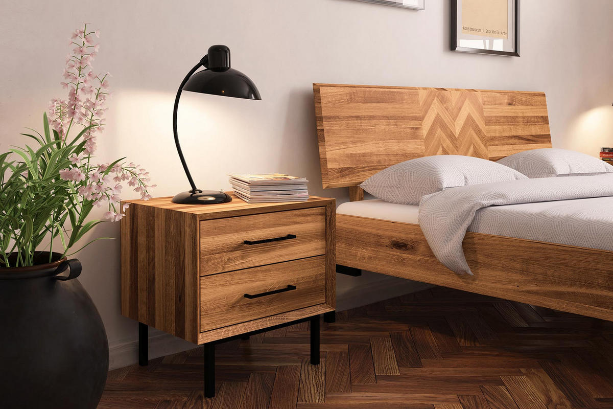NACHTTISCH LEON Wildeiche - Wildeiche, Holz (51/50/40cm) - byoak