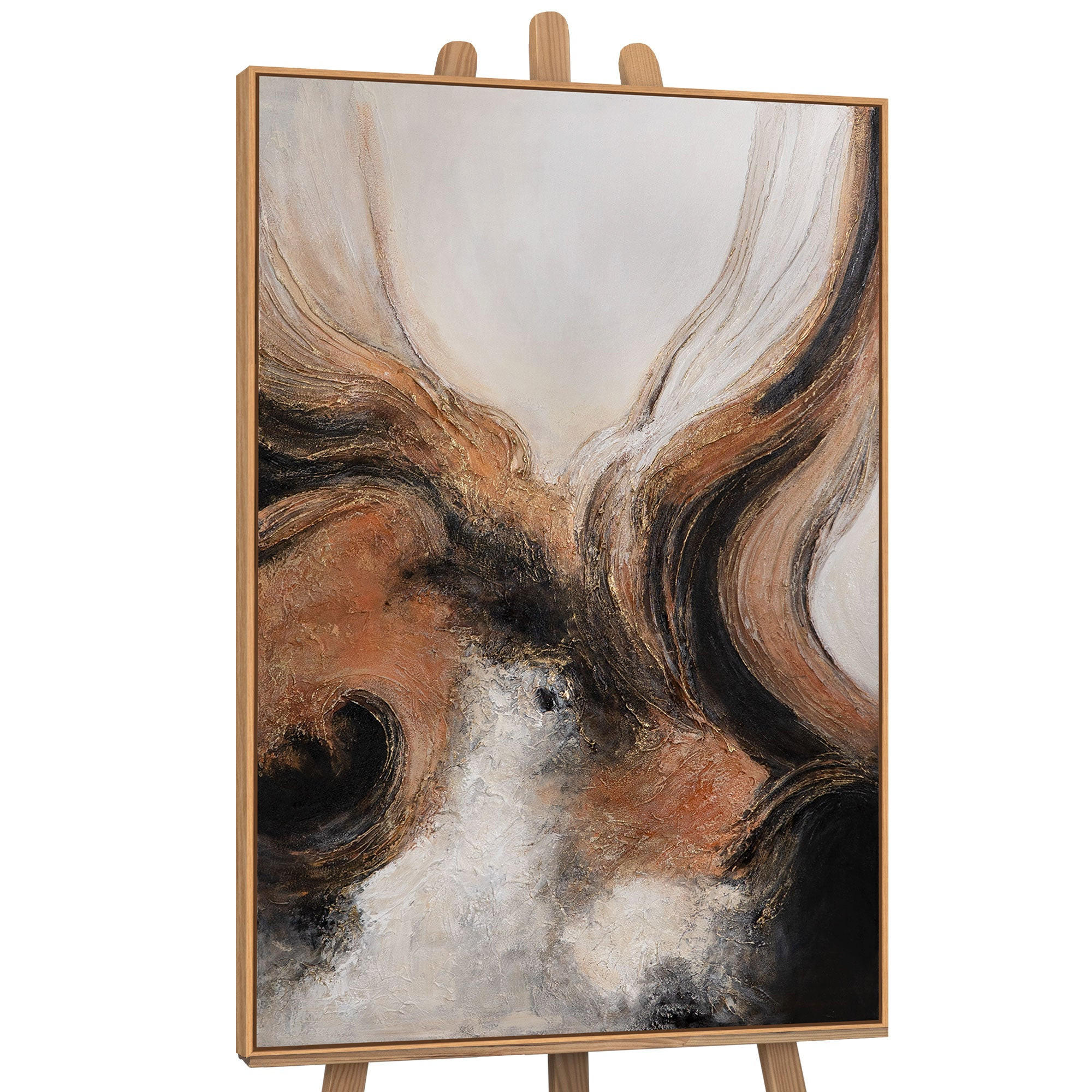 GEMÄLDE Element in Bewegung Schattenfugenrahmen Eichefarben 120x80 cm - Eichefarben, Holz (120/80cm) - YS-art gallery