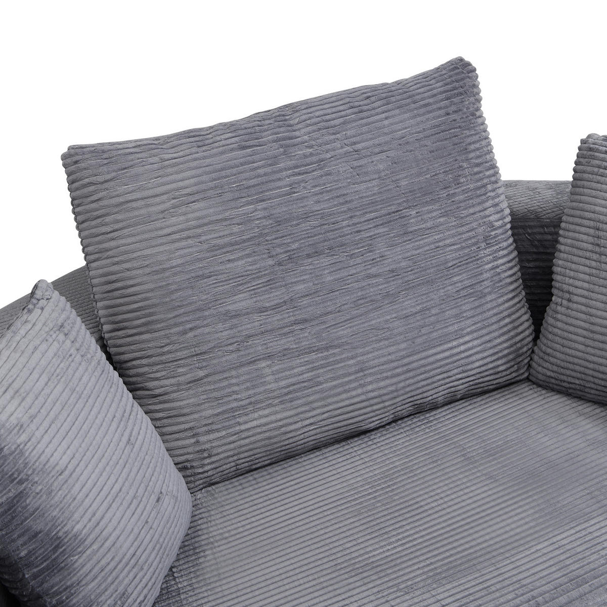SOFA Grau Cordstoff Modular Klappsofa mit 3 Kissen,Multifunktionssofa - Grau, Textil (173/60/176cm) - PARAFTA HOME