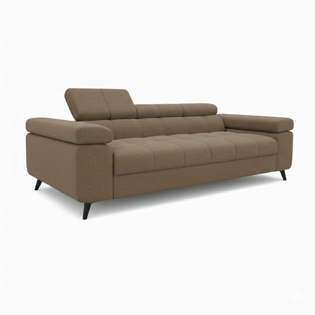 SCHLAFSOFA FJORD, 2-sitzer, verstellbarer Kopfstütze, braun - Braun, Textil (260/90/97cm) - KS Home Concept