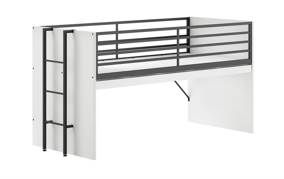 HALBHOCHBETT 90x200 Keelia Weiß Melamin mit Schreibtisch - Weiß, Kunststoff (90/200cm) - 58aufmkessel