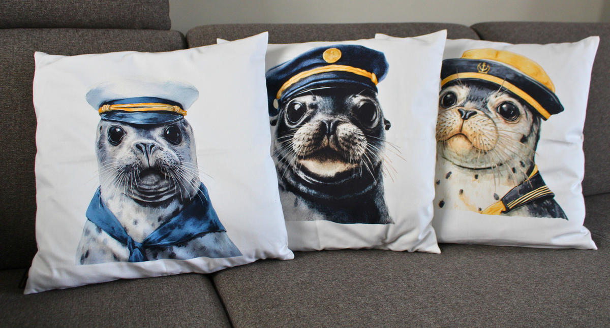 KISSENHÜLLE SEEHUND - Weiß, Textil (50/50cm) - Yve! decoration