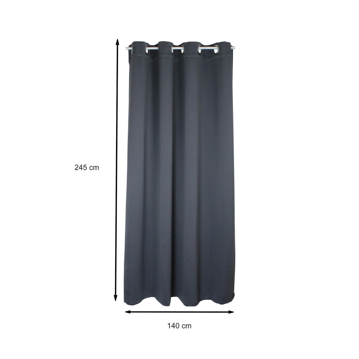 VERDUNKELUNGSVORHANG Ösen 140/245 cm Anthrazit - Anthrazit, Textil (140/245cm) - TiborTex