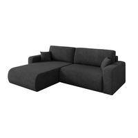 ROHOVÁ SEDAČKA s funkcí spaní, otoman vlevo BERY-L 276x193x88 tmavě šedá velur - černá/antracitová, kompozitní dřevo/textil (276/193cm) - ALTDECOR