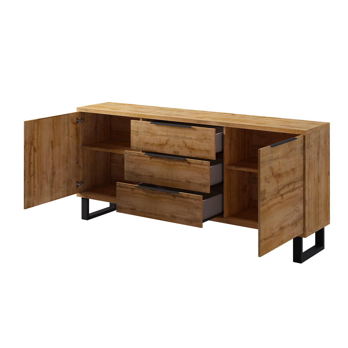 SIDEBOARD Eden Holz und Metall - Braun, Holzwerkstoff (201/83/45cm) - Petits-meubles