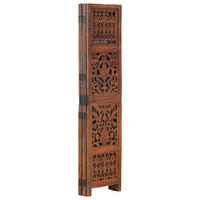 5-TLG. Raumteiler Handgeschnitzt Braun 200×165 cm Mangoholz - Grau, Holz (200/165/200cm) - furnicato