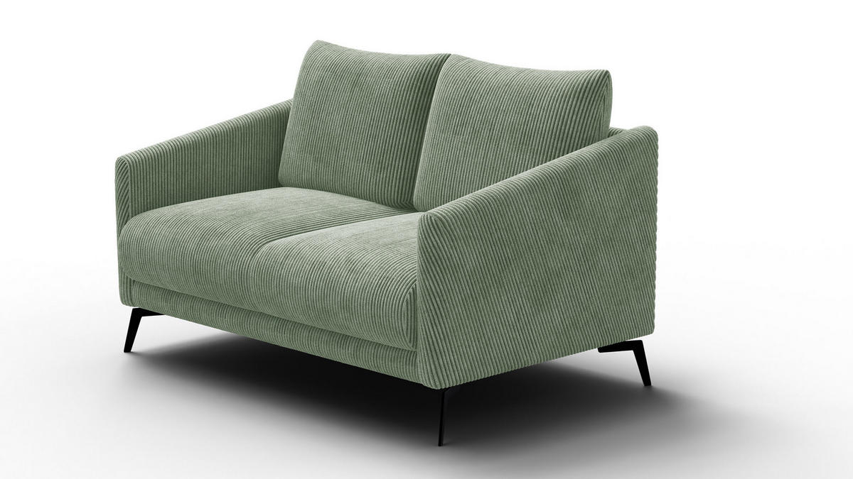 SOFA VILT 2-Sitzer, mint - Schwarz/Mintgrün, Holzwerkstoff/Textil (142/89/94cm) - Wozimo