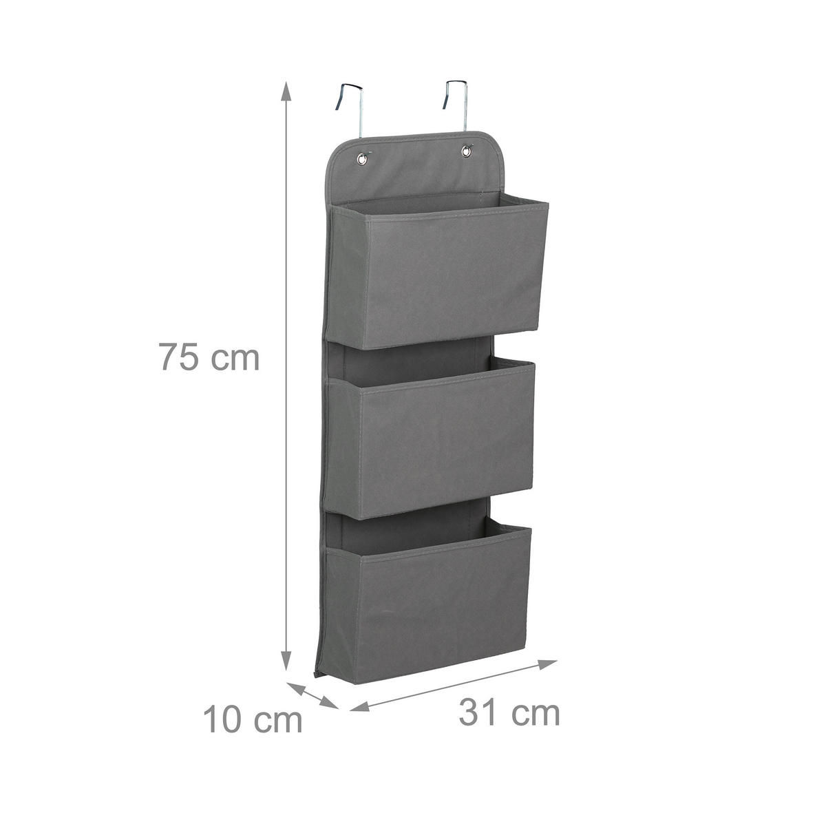 HÄNGEORGANIZER - Grau, Wellpappe/Textil (10/31/75cm) - Relaxdays