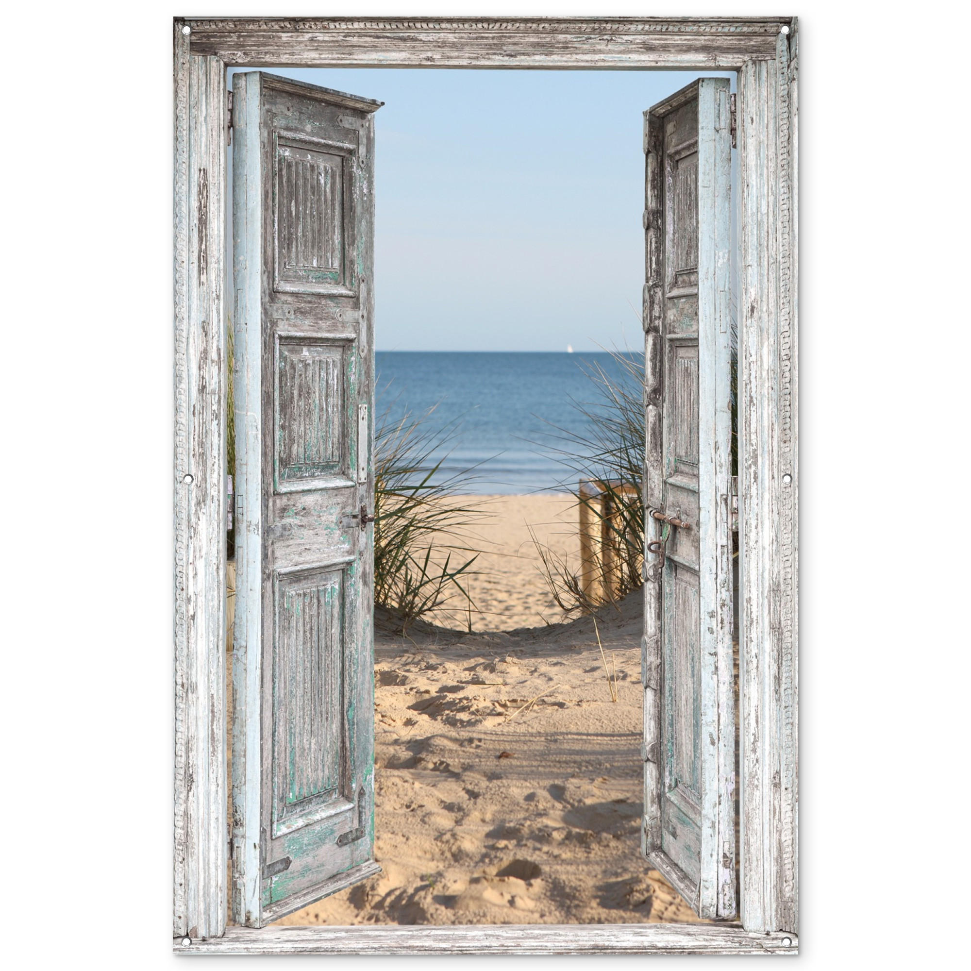 VRTNI PLAKAT Plaža 120x180 cm - svetlo siva, umetna masa (120/180/0.2cm) - OnlyWow