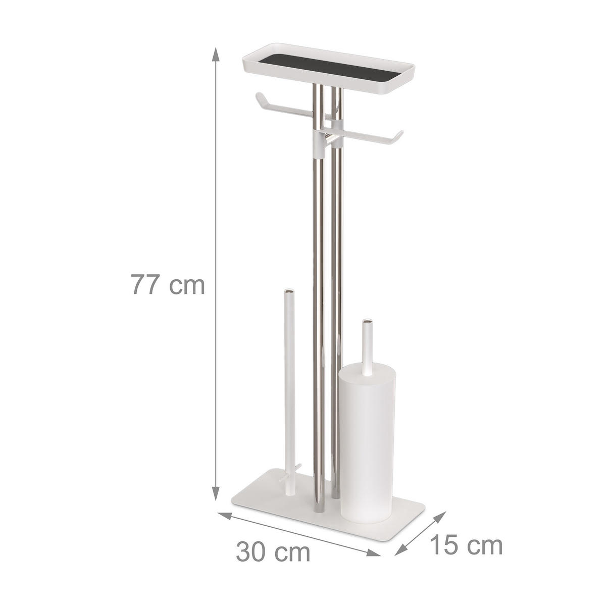 WC-GARNITUR - Weiß, Kunststoff/Metall (30/77/15cm) - Relaxdays
