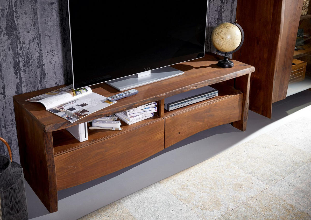 TV-BOARD Akazie 151x45x50 braun lackiert PURE ACACIA #208 - Braun, Holz (151/50/45cm) - Massivmoebel24