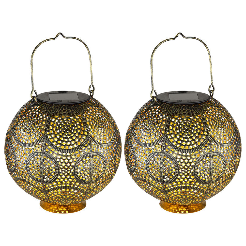 LED AUSSENLEUCHTE Metall Gold hängend oder stehend 2er Set - Goldfarben, Metall (18.5/18.5/28cm) - Globo Lighting