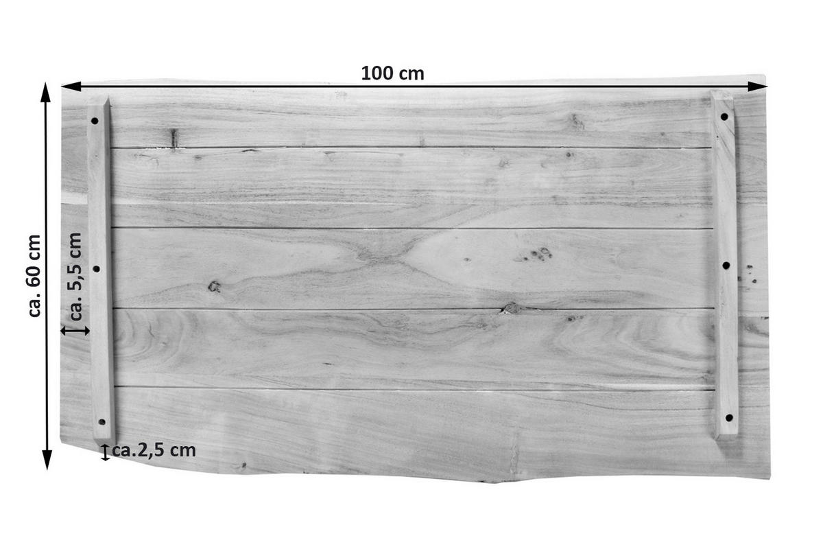 TISCHPLATTE CURT - Beige/Naturfarben, Akazienholz/Holz (60/100/3cm) - SAM