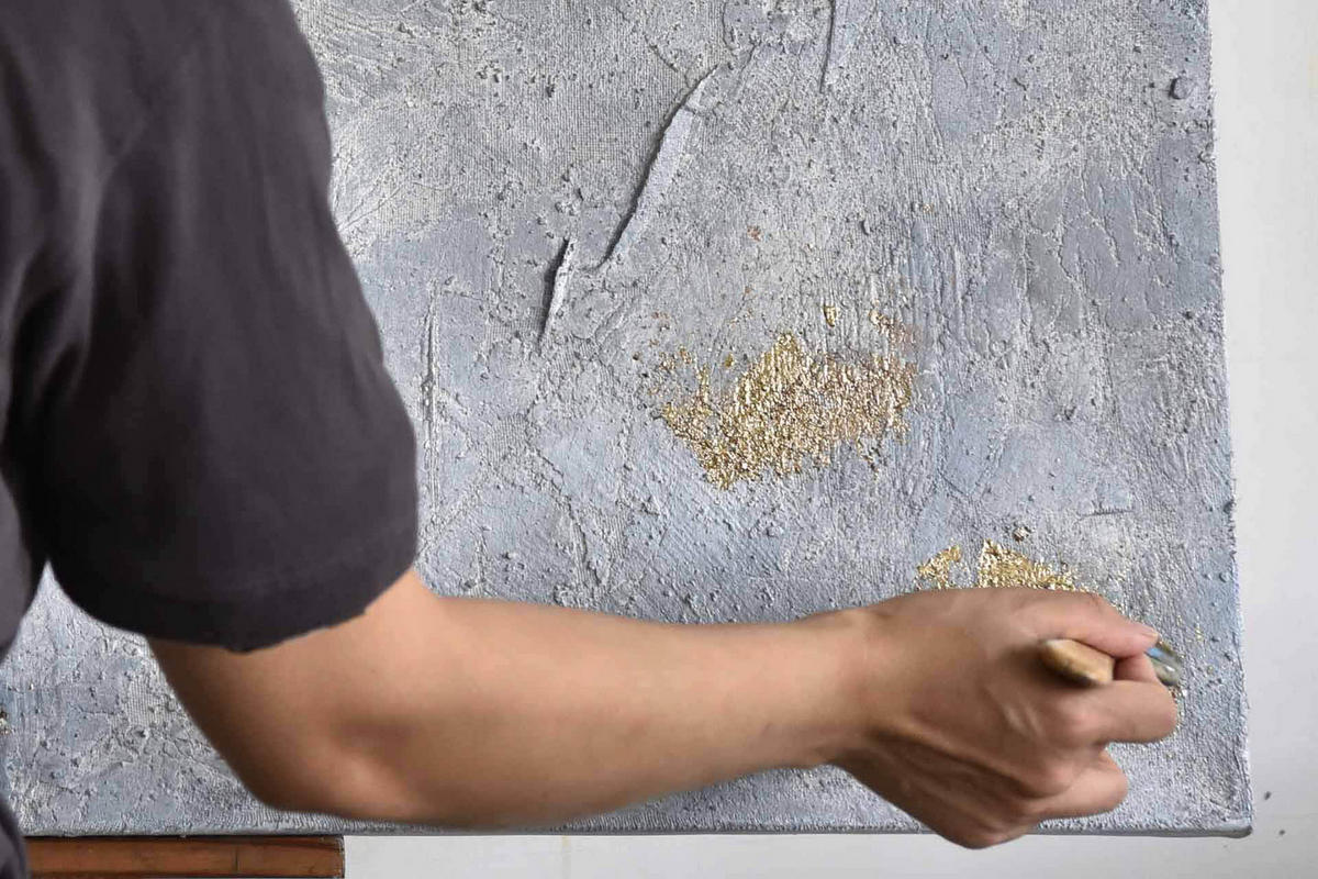 OLEJOMAĽBA 80/120 cm, Zvieratá - sivá, drevo/textil (80/120cm) - KUNSTLOFT