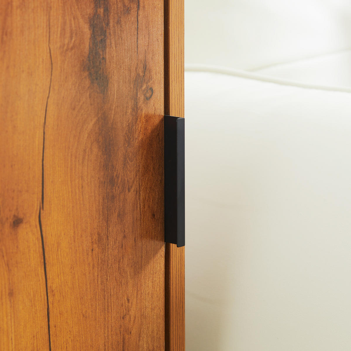 KONSOLENTISCH aus Stahl und Holzwerkstoff 40x30x76 cm Natur mit Schrank im Industriedesign - Naturfarben, Metall (30/40/76cm) - Modfu