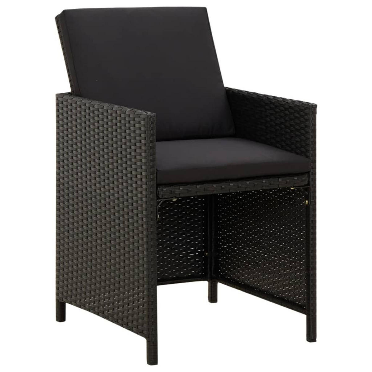 GARTENSTÜHLE mit Kissen 4 Stk. Poly Rattan Schwarz - Schwarz, Kunststoff (52/85/52cm) - furnicato