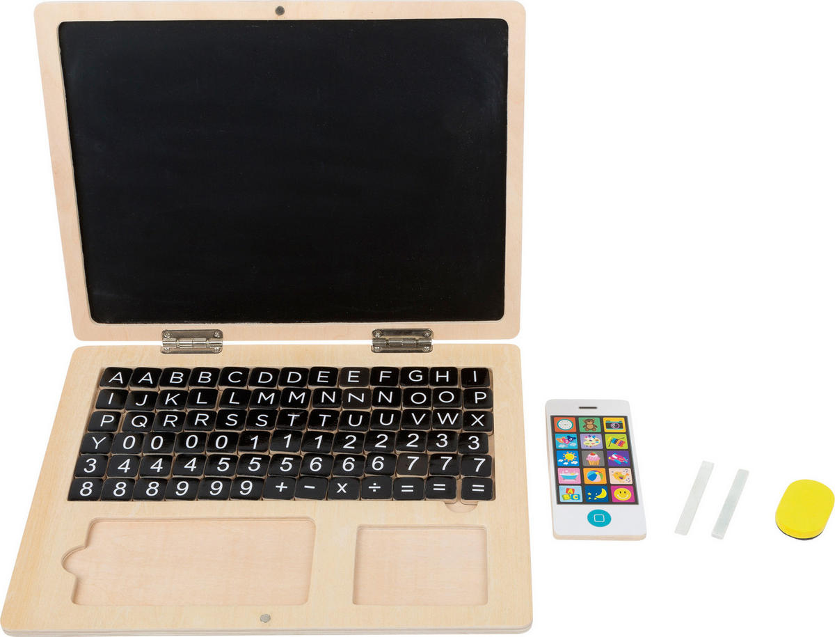 HOLZ-LAPTOP MIT MAGNET-TAFEL - Naturfarben, Holz - small foot