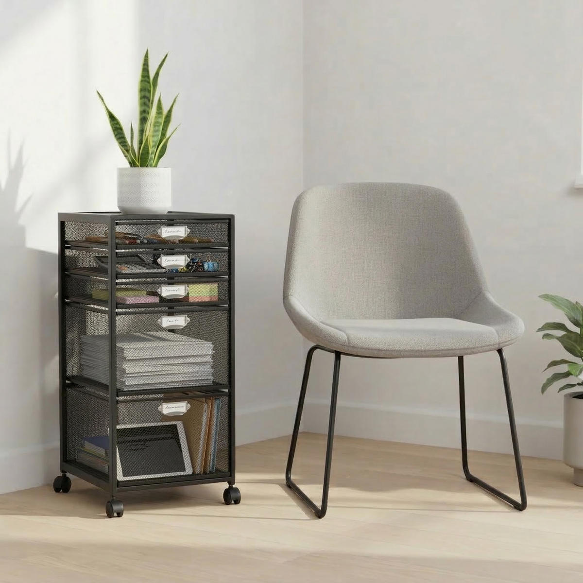 RULLHURTS Svart Silver 5 lådor med hjul - Svart, Metall/Plast (27.5/59/35cm) - Relaxdays