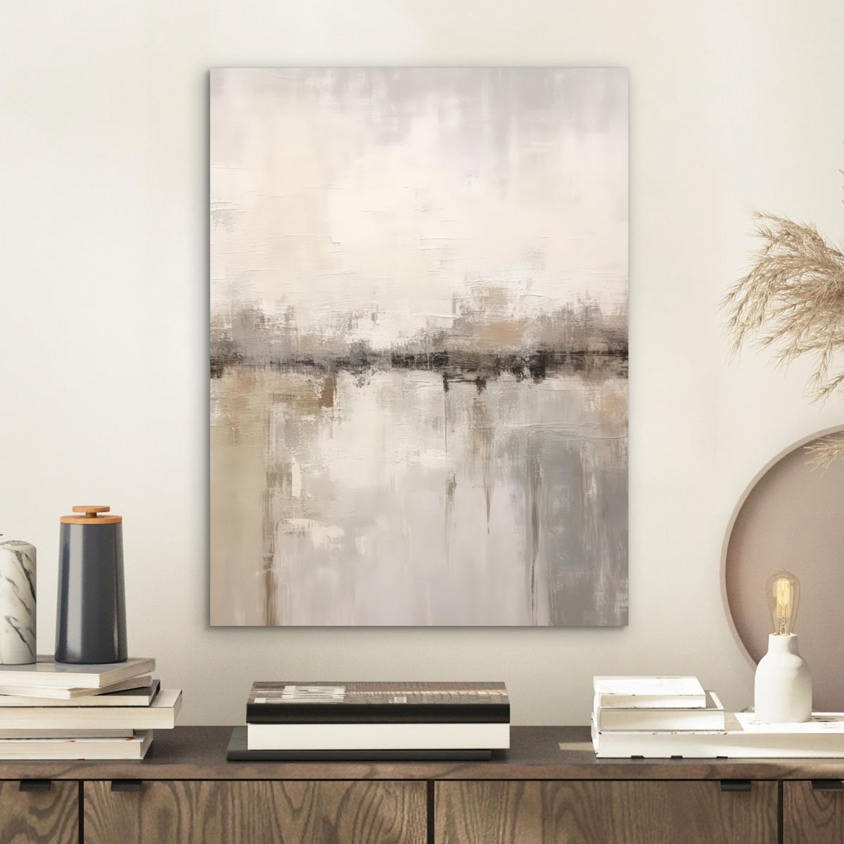 KOVOVÝ OBRAZ Moderné umenie - Abstraktné - Béžové 30x40 cm - béžová, kov (30/40cm) - MuchoWow