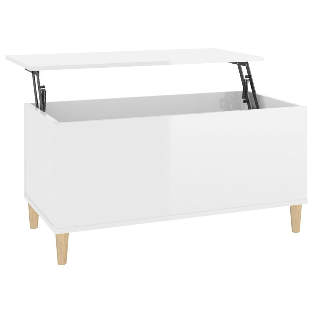 COUCHTISCH Hochglanz-Weiß 90x44,5x45 cm Holzwerkstoff - Weiß, Holzwerkstoff (90/44.5/45cm) - furnicato