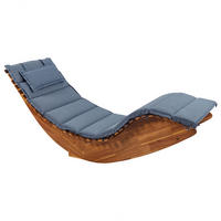 GARTENLIEGE Heller Holzfarbton Brescia II - Hellbraun/Blau, Holz (60/90/176cm) - Beliani