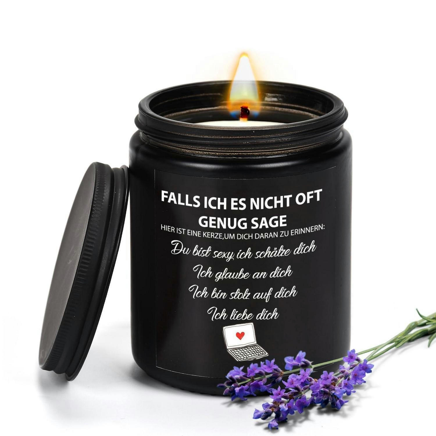 DUFTKERZE Lavendel 50 Stunden Brenndauer - Schwarz, Paraffin (10cm)