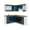 KÜCHENZEILE Fame-Line Dunkelblau Hochglanz/Weiß 160.5 x 190 cm , AP Eiche - Dunkelblau/Weiß, Holzwerkstoff (190/81.6/60cm) - Vicco
