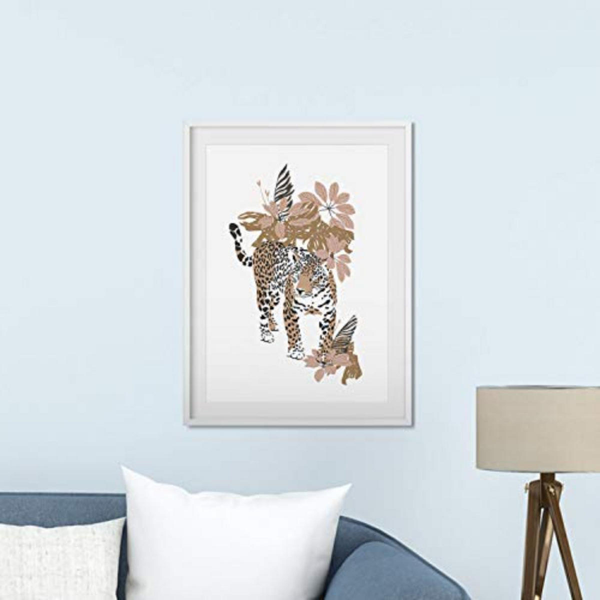 POSTER Set mit 4 tiere Tiger Leopard Tiere, Blumen und Pflanzen des Dschungels A4 Rahmenlos - Klar, Papier (29.7/3cm) - Nacnic