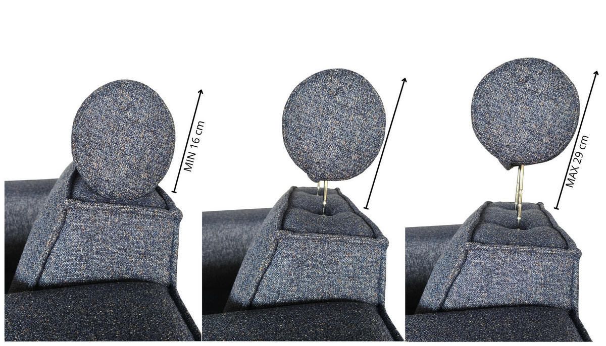 POLSTERSESSEL Selena - Marinenblau, Verstellbare Kopfstützen und Metall Füßen - Schwarz/Dunkelblau, Kunststoff/Textil (109/90/95cm) - KS Home Concept