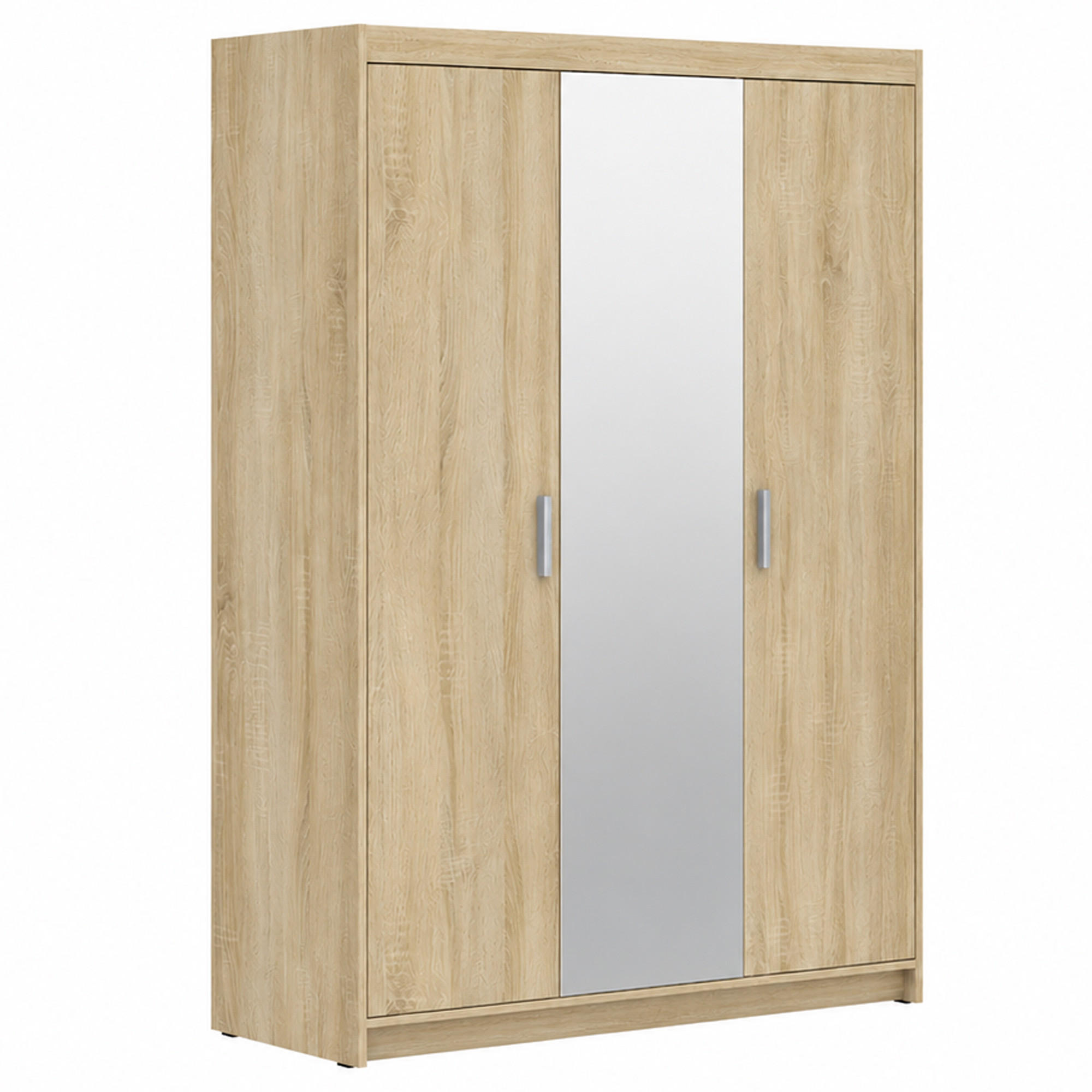 DREHTÜRENSCHRANK Elena mit 3 Türen, mit Spiegel, Sonoma Eiche - Sonoma Eiche, Holzwerkstoff (130/190/53cm) - Beautysofa