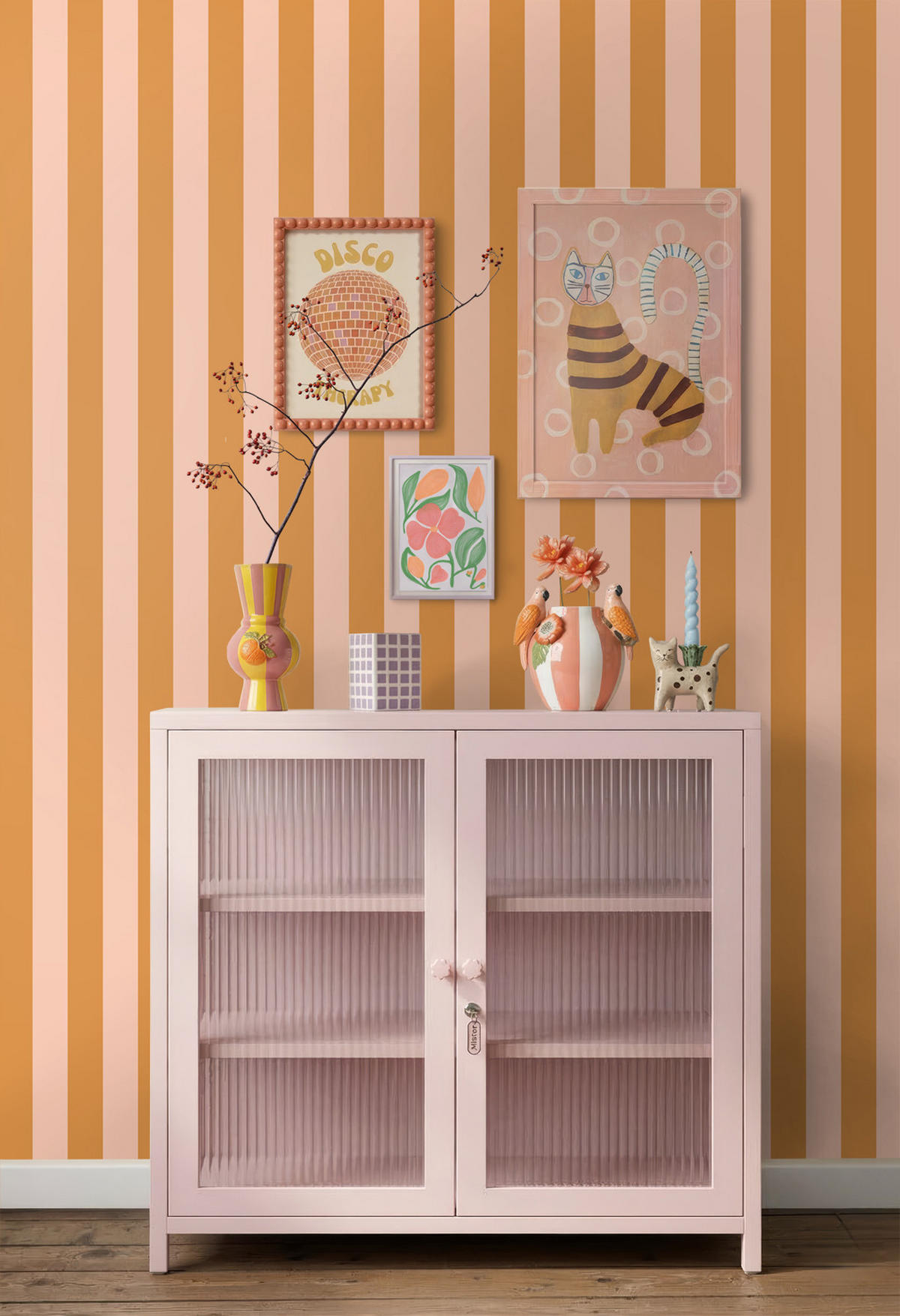 TAPETE Streifenmuster 50 x 900 cm - Orange, Papier (50/900cm) - ESTAhome
