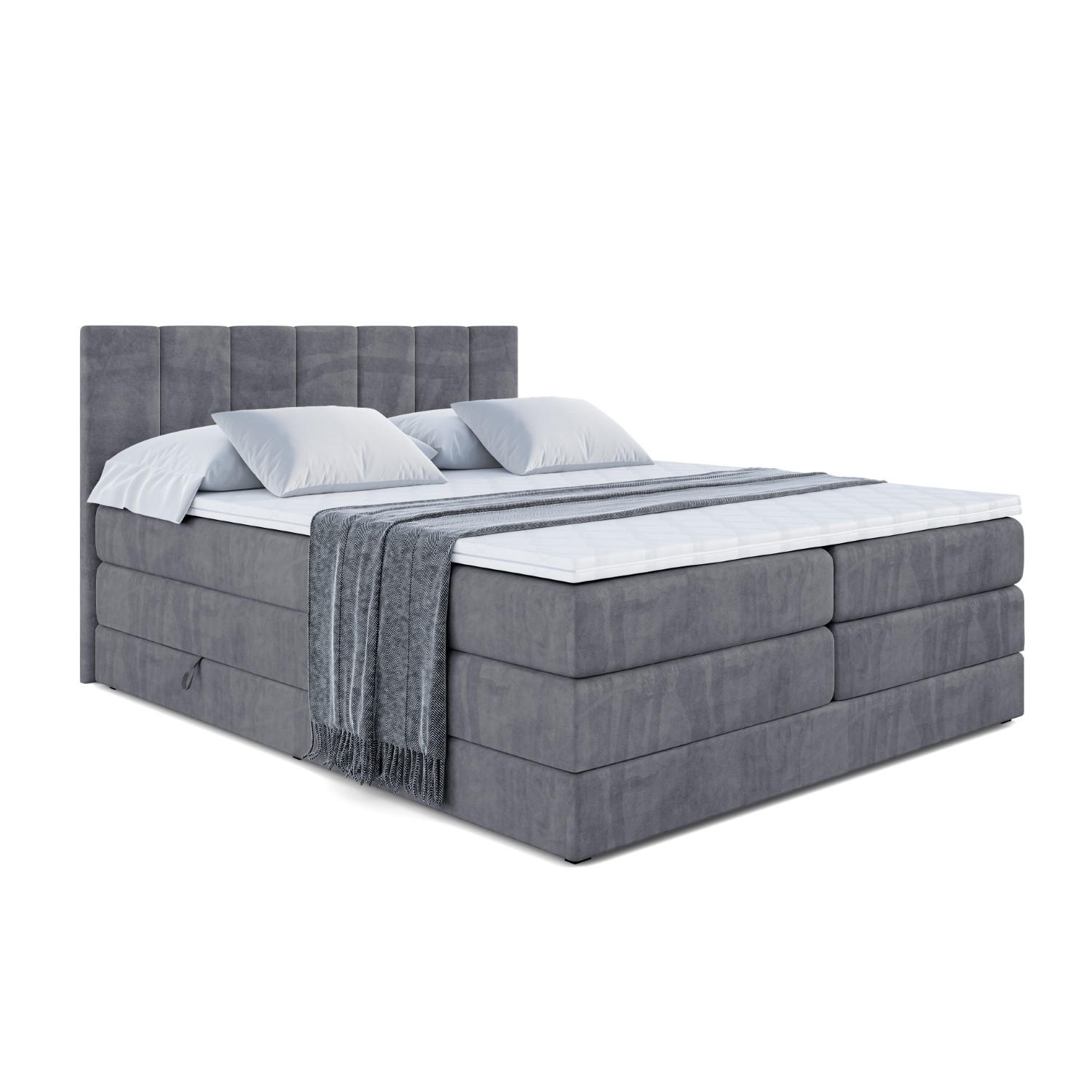 BOXSPRINGBETT MOETI KING - 120x200 - H3/H4 - Dunkelgrau - Dunkelgrau, Holzwerkstoff (120/200cm) - ALTDECOR