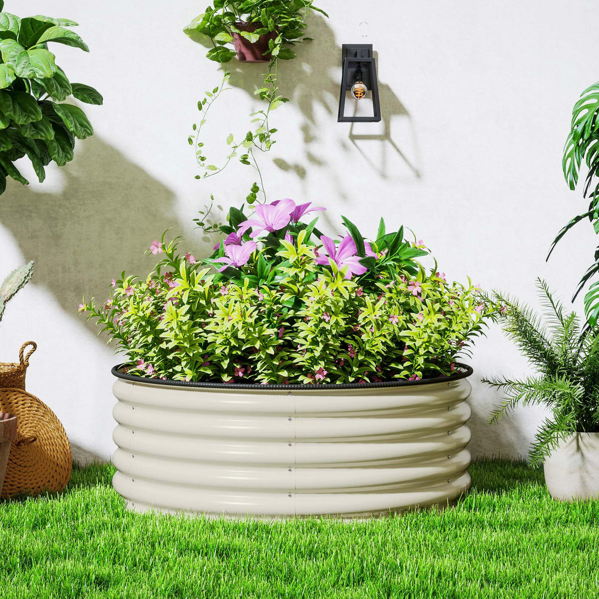 HOCHBEET, 120L x 120B x 43H cm - Creme, Metall (120/43/120cm) - Outsunny