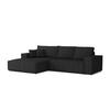 ECKSOFA MARCO 294/185 in Cord Schwarz mit Schlaffunktion links - Schwarz, Holz/Holzwerkstoff (294/185cm) - Deine Möbel 24