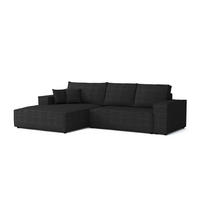 ECKSOFA MARCO 294/185 in Cord Schwarz mit Schlaffunktion links - Schwarz, Holz/Holzwerkstoff (294/185cm) - Deine Möbel 24