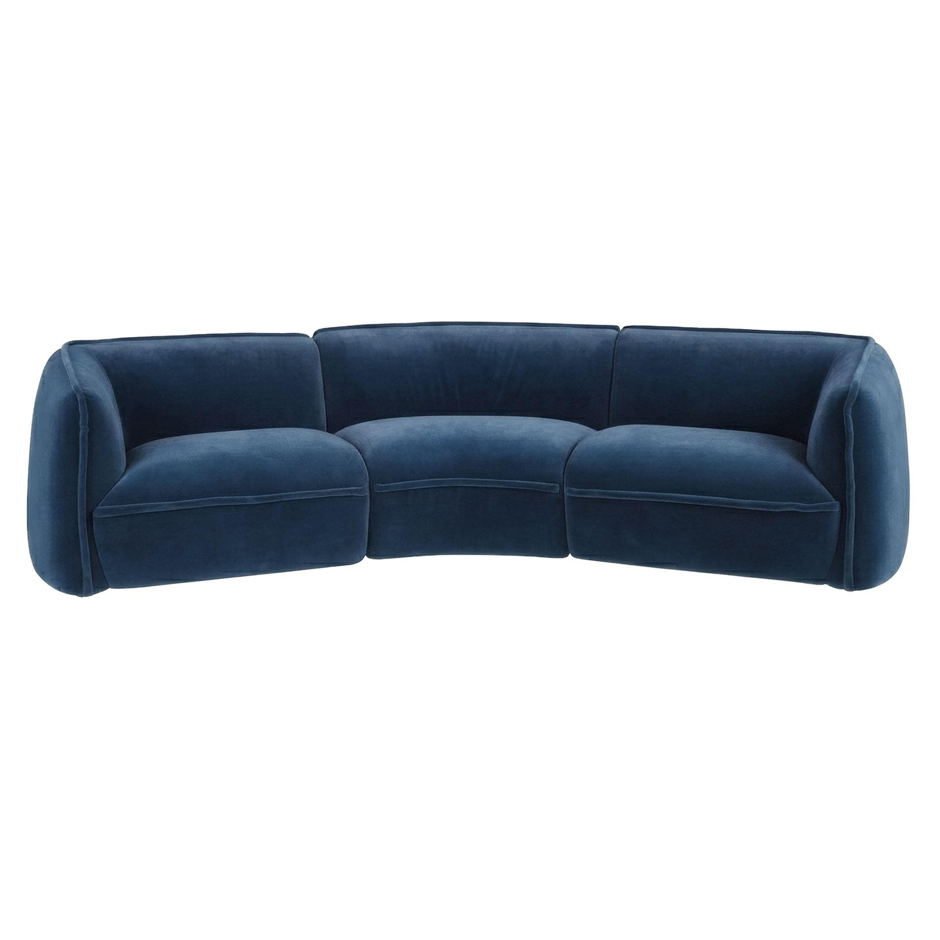 3-SITZER-SOFA dunkelblauer Samt, schwarzer Edelstahlbeine - Schwarz/Dunkelblau, Textil/Metall (340/80/110cm) - ANGEL CERDA