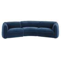 3-SITZER-SOFA dunkelblauer Samt, schwarzer Edelstahlbeine - Schwarz/Dunkelblau, Textil/Metall (340/80/110cm) - ANGEL CERDA