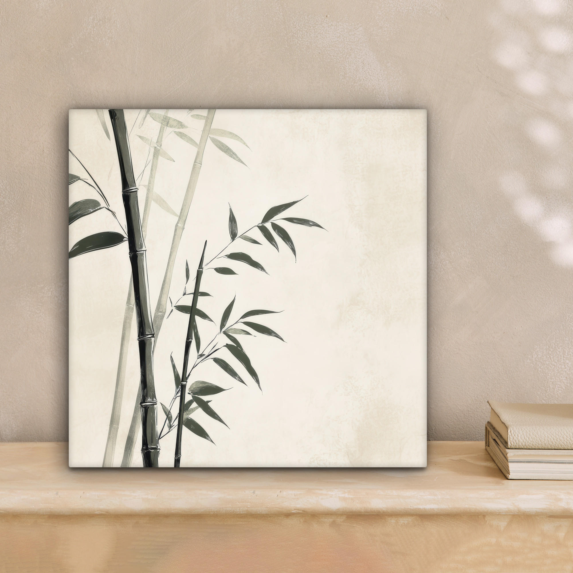 LEINWANDBILD Japandi - Bambus - Beige 20x20 cm - Eukalyptusholzfarben, Textil (20/20cm) - MuchoWow