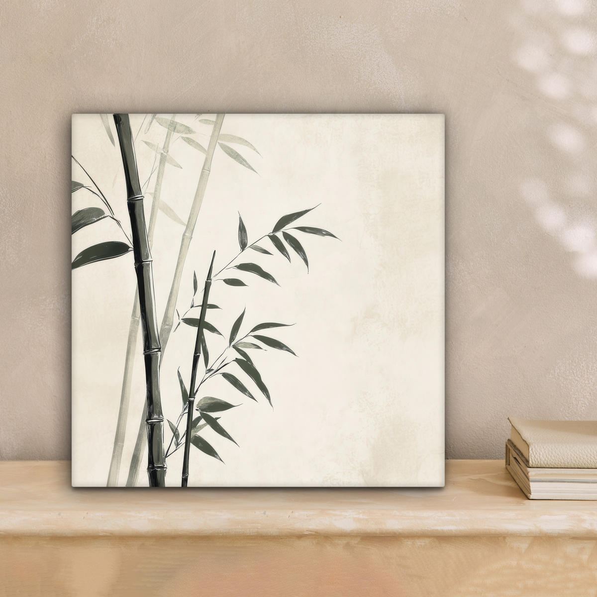 LEINWANDBILD Japandi - Bambus - Beige 20x20 cm - Eukalyptusholzfarben, Textil (20/20cm) - MuchoWow