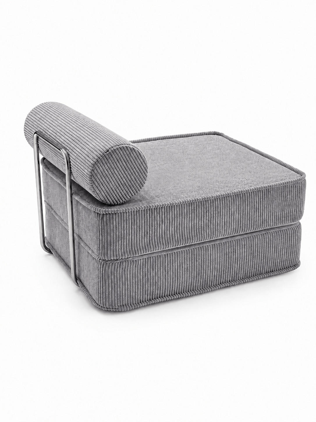 SCHLAFSESSEL ausklappbar, modularer Bodensessel mit Rückenrolle in Grau - Grau, Textil (80/62/95cm) - SURB