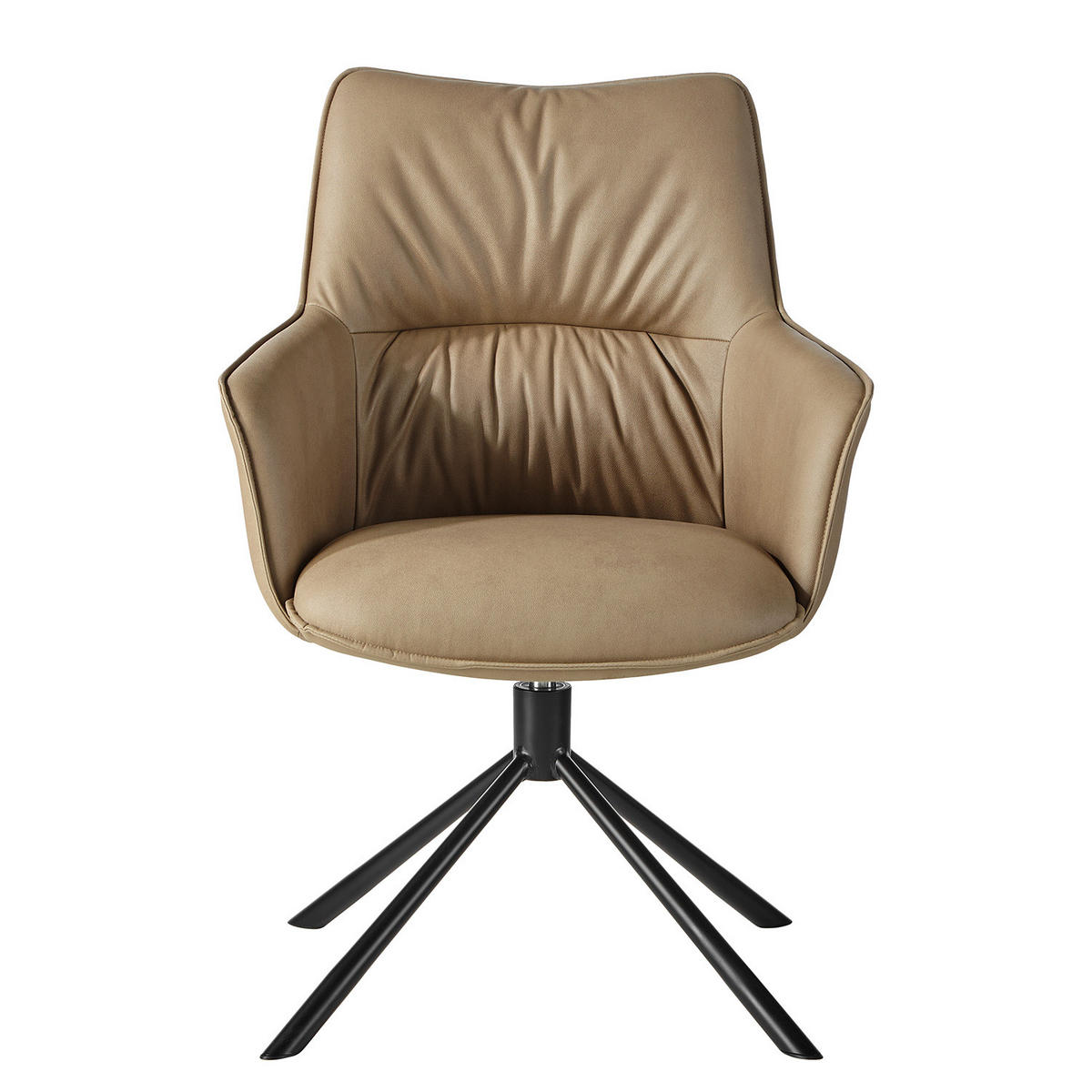 DREHBARER ARMLEHNENSTUHL - Cappuccino / Schwarz - Microfaser / Eisen - Cappuccino, Textil/Metall (60/92/64cm) - home24