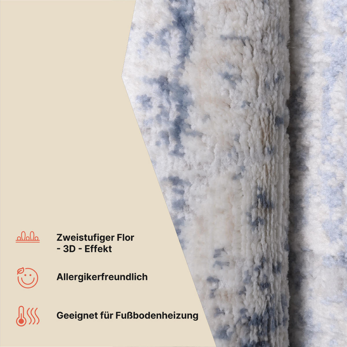 TEPPICH SKY Creme Grau 120/180 cm - Creme/Grau, Kunststoff (120/180cm) - Tapiso