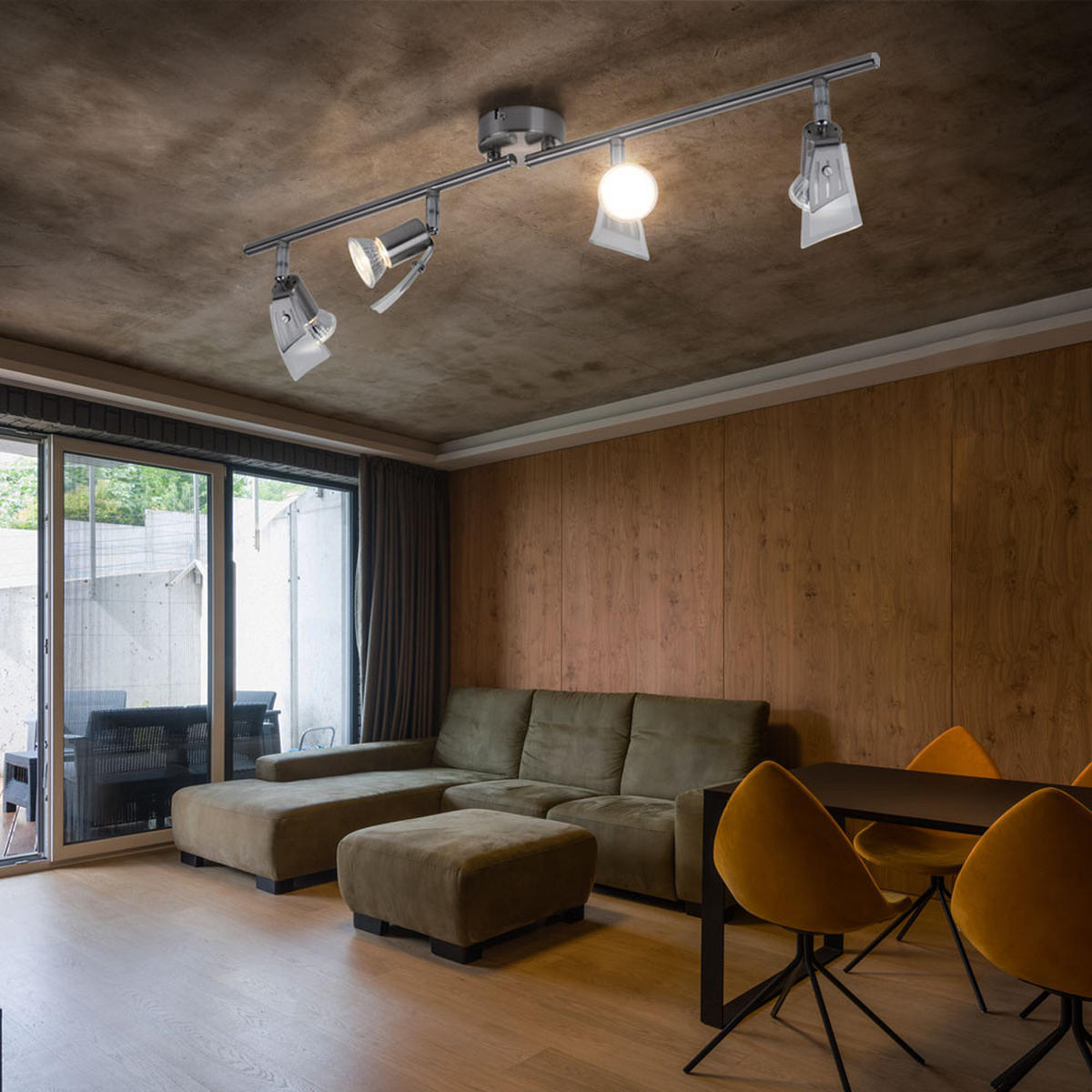 LED DECKENSPOt Nickel Silber - Silberfarben, Glas (71/14/14cm) - Globo Lighting