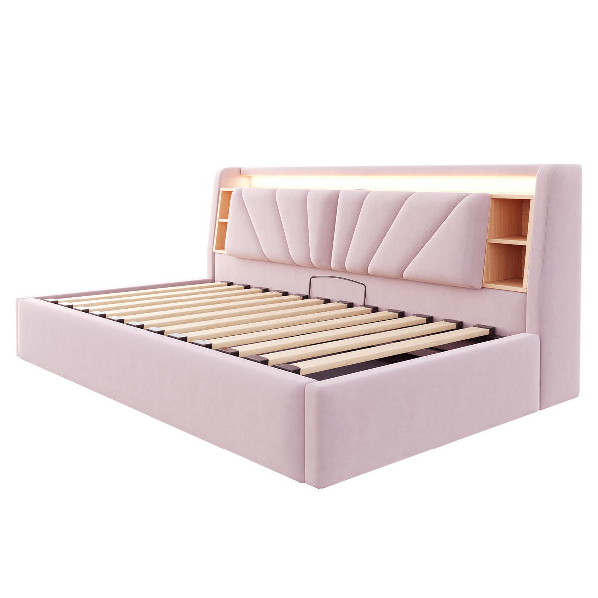 POLSTERBETT 90*200 cm mit LED, USB und Stauraum, Rosa - Pink, Textil (90/200cm) - FLIEKS