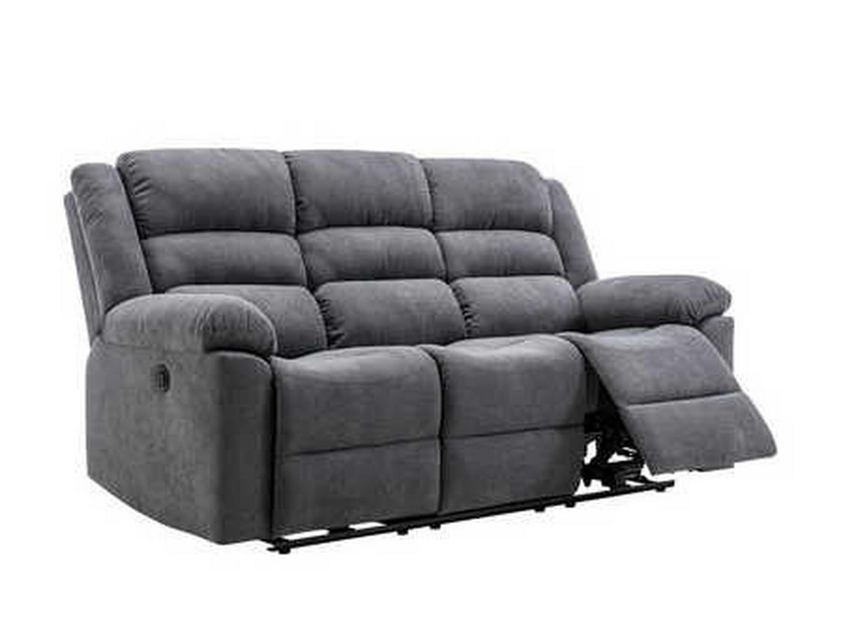 COUCHGARNITUR mit Sessel - 4 Personen - stoff - grau Burolo - Grau, Textil (92/103/95cm) - Vente-Unique