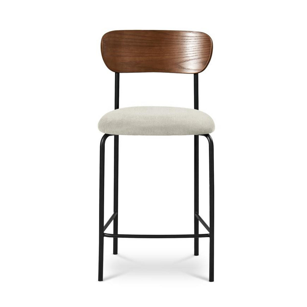 BARHOCKER 2er-Set Olivia skandinavischen aus beigem Cord - Beige/Schwarz, Textil/Metall (46/95.5/52.5cm) - Sicaan