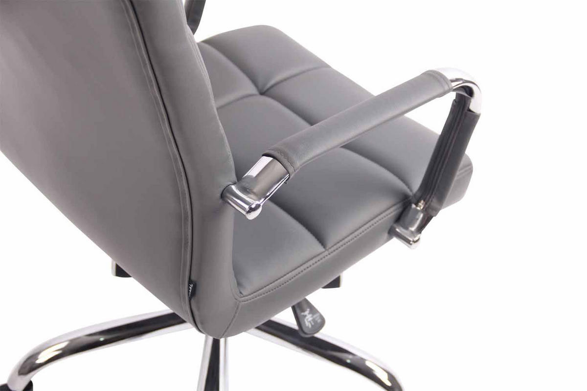 DREHSTUHL Lederlook grau - Chromfarben/Grau, Textil/Metall (56/94/62cm) - CLP